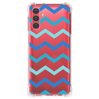 Samsung Galaxy A13 5G | A04s Doorzichtige Silicone Hoesje Zigzag Blauw Samsung Galaxy A13 5G | A04s Doorzichtige Silicone Hoesje Zigzag Blauw