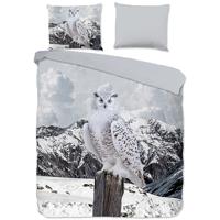 Good Morning Dekbedovertrek "sneeuwuil in de sneeuw" - Grijs - (240x200/220 cm) - Katoen - thumbnail