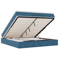 Ottoman bed met matras 160x200cm fluweel donkerblauw - thumbnail