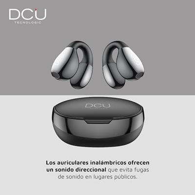 DCU TECNOLOGIC - Bluetooth 5.3 Clip Buds hoofdtelefoon - Draadloos - Meerpuntsverbinding - 7 uur ononderbroken gebruikstijd (eenmalig opladen) meer dan 30 uur met oplaadcase. Kleur: Zwart