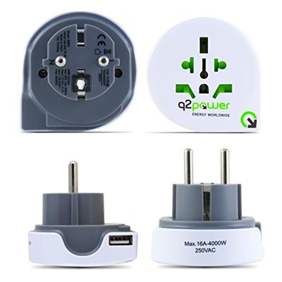 Q2 Power 1.100110 Reisadapter Wereld-naar-europa Usb Geaard