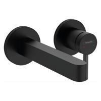 Hansgrohe Wastafelmengkraan Inbouw Finoris 2-gats 168 mm Voorsprong Met Afvoerplug Mat Zwart - thumbnail