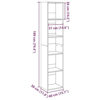 Boekenkast 40x30x189 cm bewerkt hout zwart