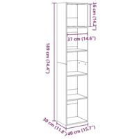 Boekenkast 40x30x189 cm bewerkt hout zwart - thumbnail