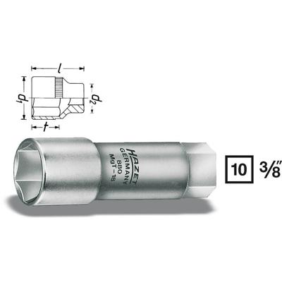 HAZET Bougiedopsleutel 880MGT-18 · 3/8 inch (10 mm) vierkant hol · Buiten-zeskant-profiel · SW 18 mm