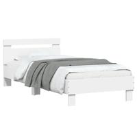 Bedframe met hoofdbord en LED-verlichting wit 90x190 cm - thumbnail