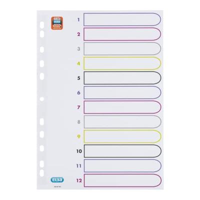 OXFORD MyColour tabbladen, formaat A4, uit gekleurde PP, 11-gaatsperforatie, 12 tabs OXFORD MyColour tabbladen, formaat A4, uit gekleurde PP, 11-gaatsperforatie, 12 tabs