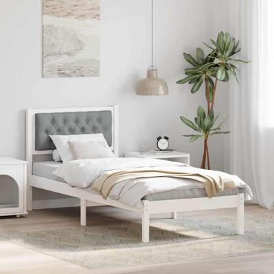 Bedframe met hoofdeinde Lichtgrijs 90 x 190 cm Stof