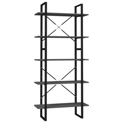 Boekenkast met 5 schappen 80x30x175 cm bewerkt hout grijs