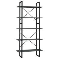 Boekenkast met 5 schappen 80x30x175 cm bewerkt hout grijs - thumbnail