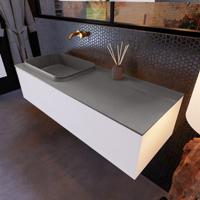 Badkamermeubelset Mondiaz Erin 120 cm met 1 Lade met RIDGE Wastafel Links Dark grey Zonder Kraangaten Greeploos Mat Carrara - thumbnail