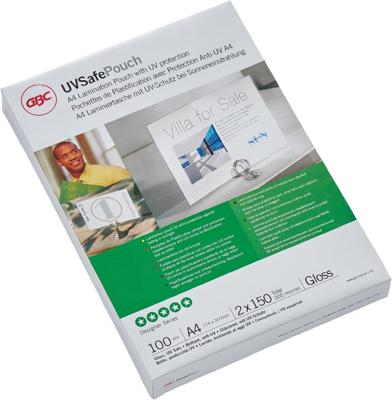 GBC UV Safe lamineerhoes ft A4, 300 micron (2 x 150 micron), uv-bestendig, pak van 100 stuks