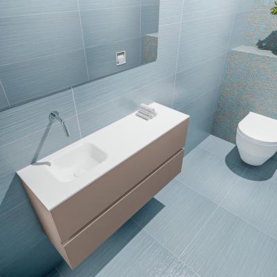 MONDIAZ ADA 100cm toiletmeubel smoke. LEX wastafel talc links zonder kraangat MONDIAZ ADA 100cm toiletmeubel smoke. LEX wastafel talc links zonder kraangat