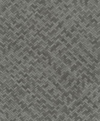 Noordwand behang botanica rattan wickerwork zwart en grijs