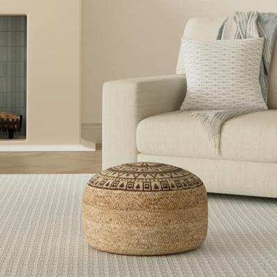 Poef handgemaakt 45x30 cm jute bruin