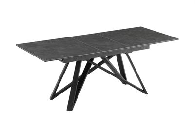 Uitschuifbare eettafel ATLAS 160-200cm grafietgrijs keramiek zwart metaal - 46500