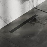 Douchegoot Brauer Mat Zwart Inclusief Vloerflens 80x7 cm Zero Tegelinlegrooster Omkeerbaar - thumbnail