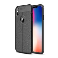 Litchi textuur TPU Case voor iPhone XS Max(Black) - thumbnail