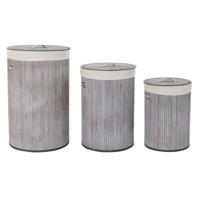 Mandenset DKD Home Decor Beige Grijs Bamboe 38 x 38 x 60 cm (3 Onderdelen) (2 Stuks) - thumbnail