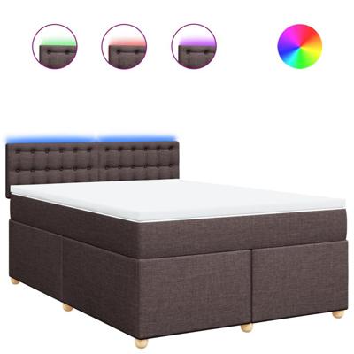 Boxspring met matras stof donkerbruin 140x200 cm - thumbnail
