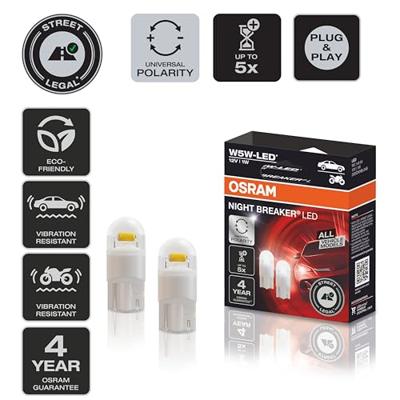 Osram Automotive 2825DWNB-2HFB LED-lamp Night Breaker LED W5W 1 W 12 V