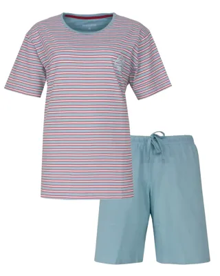 Irresistible dames shortama katoen - Blauw streep