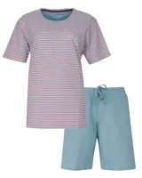 Irresistible dames shortama katoen - Blauw streep - thumbnail