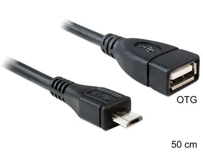 Delock 83183 Kabel USB micro-B male > USB 2.0-A female OTG 50cm