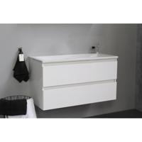 On-Line Onderkast - 100 cm - Voorgemonteerd - Acryl Wastafel - zonder Kraangat - Hoogglans Wit - thumbnail