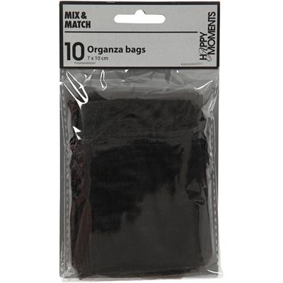 Creativ Company Organza zakjes, afm 7x10 cm, zwart, 10 stuk/ 1 doos