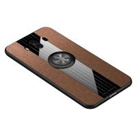 Voor Huawei mate 10 XINLI stiksels doek Textue schokbestendig TPU beschermhoes met ring houder (bruin) - thumbnail