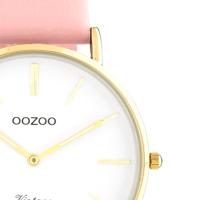 OOZOO C20254 Horloge Vintage staal-leder goudkleurig-roze 40 mm - thumbnail