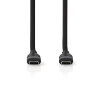 Nedis CCGB60820BK15 Usb-kabel Usb 2.0 Usb-c™ Male Usb-c™ Male 60 W 480 Mbps Vernikkeld 1.50 M Rond Silicone Zwart Doos - thumbnail