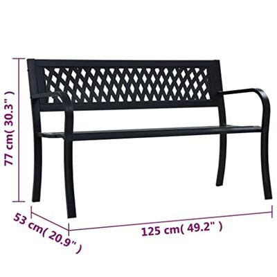 VidaXL Tuinbank 125 cm staal zwart