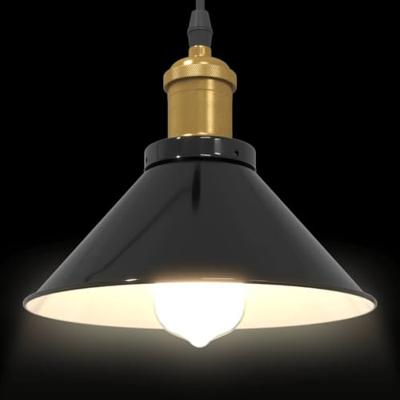 Hanglamp in hoogte verstelbaar E27 22 cm metaal glanzend zwart Hanglamp in hoogte verstelbaar E27 22 cm metaal glanzend zwart