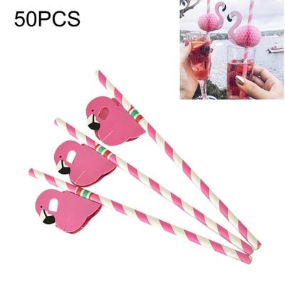 50 stuks 3D Flamingo roze Jungle papieren rietjes Birthday Party Decorations Cocktail stro bruiloft