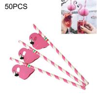 50 stuks 3D Flamingo roze Jungle papieren rietjes Birthday Party Decorations Cocktail stro bruiloft - thumbnail