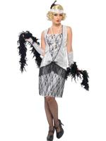 Flapper kostuum zilver - thumbnail
