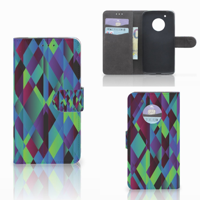 Motorola Moto G5 Plus Book Case Abstract Green Blue - thumbnail