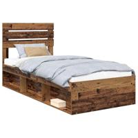 Bedframe met hoofdeinde Oudhout 75 x 190 cm Massief grenenhout - thumbnail