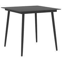 Tuintafel 80x80x74 cm staal en glas zwart - thumbnail