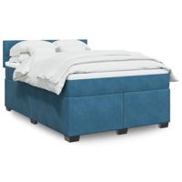 Boxspring met matras fluweel blauw 140x200 cm - thumbnail