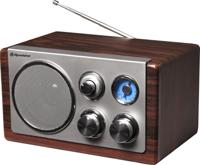 Roadstar HRA-1245 Retro Radio met FM en MW Tuner (telescopische antenne, werkt op batterijen), bruin/zilver, hout - thumbnail