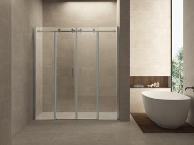Slide nis schuifdeur dubbel 1800 x 2000 x 8 mm nano helder glas/chroom Slide nis schuifdeur dubbel 1800 x 2000 x 8 mm nano helder glas/chroom