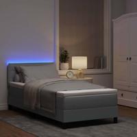 Boxspring bed met matras Lichtgrijs 90 x 190 cm Stof - thumbnail