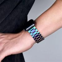 Stalen schakelband - Zwart met rood - Geschikt voor Apple watch 38mm / 40mm / 41mm / 42mm - thumbnail