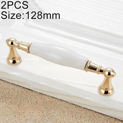 2 stuks 5027-128 goud geïmiteerd zink legering keramische handvat voor kabinet kledingkast lade deur gat afstand: 128mm