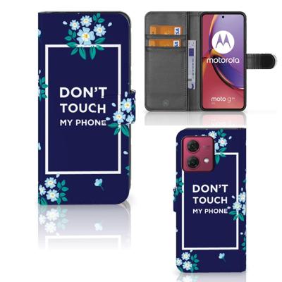 Motorola Moto G84 Portemonnee Hoesje Flowers Blue DTMP Motorola Moto G84 Portemonnee Hoesje Flowers Blue DTMP