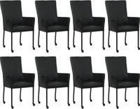 Set van 8 Zwarte leren moderne eetkamerstoelen Deal - met armleuning poot vierkant zwart met wiel - Hermes Leer Nero (zwart leer) - thumbnail