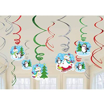 Amscan Spiraal hanger winter sneeuwpop 61 cm set van 12 | 24 stuks